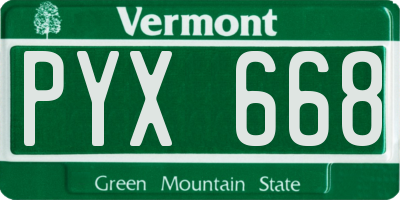 VT license plate PYX668