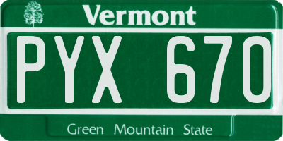 VT license plate PYX670