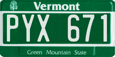 VT license plate PYX671