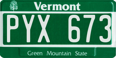 VT license plate PYX673