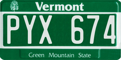 VT license plate PYX674