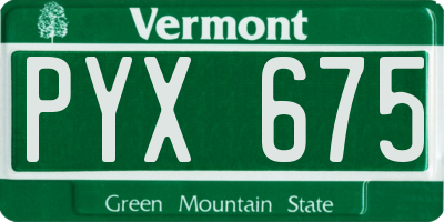 VT license plate PYX675