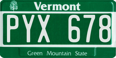 VT license plate PYX678
