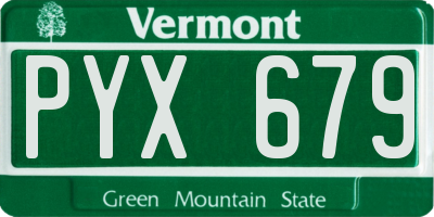 VT license plate PYX679