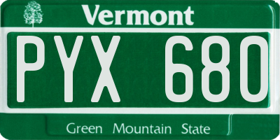 VT license plate PYX680