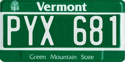 VT license plate PYX681