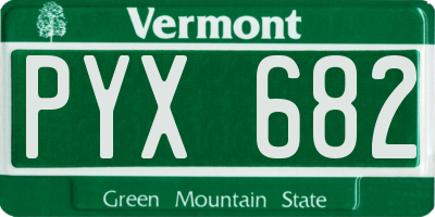 VT license plate PYX682