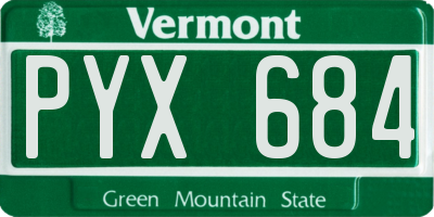VT license plate PYX684