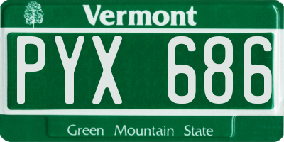 VT license plate PYX686