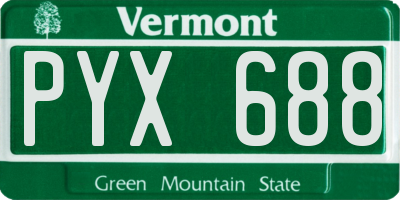 VT license plate PYX688