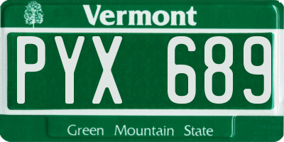VT license plate PYX689