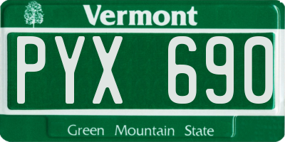 VT license plate PYX690