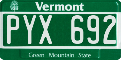 VT license plate PYX692
