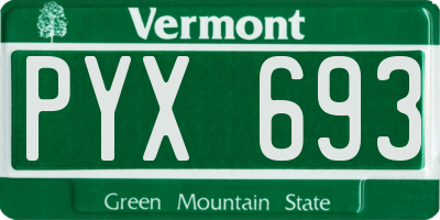 VT license plate PYX693