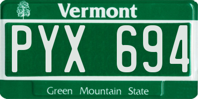 VT license plate PYX694