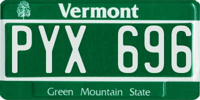 VT license plate PYX696