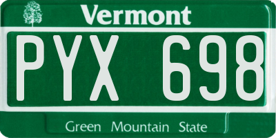 VT license plate PYX698