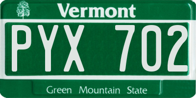 VT license plate PYX702