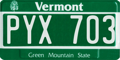 VT license plate PYX703