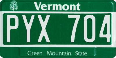 VT license plate PYX704