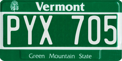 VT license plate PYX705