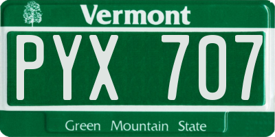VT license plate PYX707