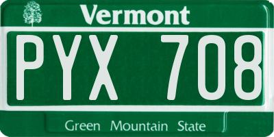 VT license plate PYX708