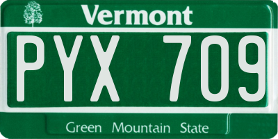 VT license plate PYX709