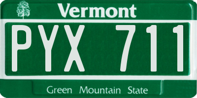 VT license plate PYX711