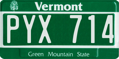 VT license plate PYX714