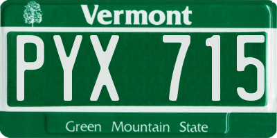 VT license plate PYX715