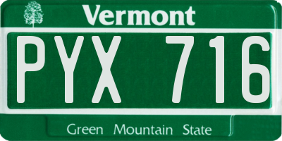 VT license plate PYX716