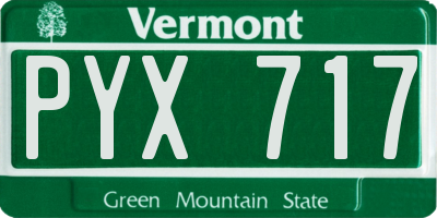 VT license plate PYX717