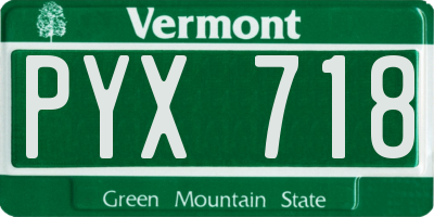 VT license plate PYX718