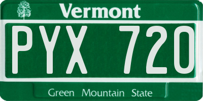 VT license plate PYX720