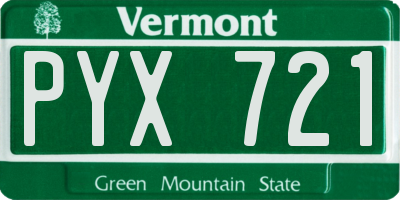 VT license plate PYX721