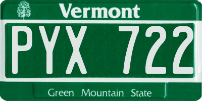 VT license plate PYX722