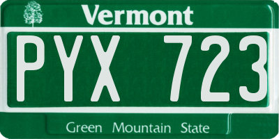 VT license plate PYX723