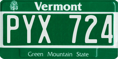 VT license plate PYX724