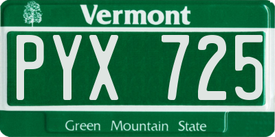 VT license plate PYX725