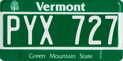 VT license plate PYX727