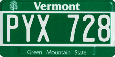 VT license plate PYX728