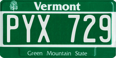 VT license plate PYX729