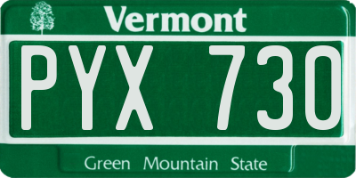 VT license plate PYX730
