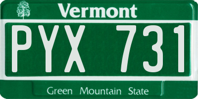 VT license plate PYX731