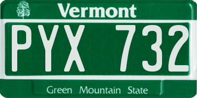 VT license plate PYX732