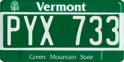 VT license plate PYX733
