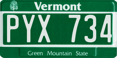 VT license plate PYX734