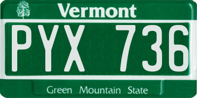 VT license plate PYX736