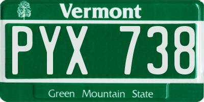 VT license plate PYX738
